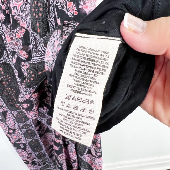 Free People black boho moroccan maxi dress lace high slit front panel Size Small - Picture 5 of 8